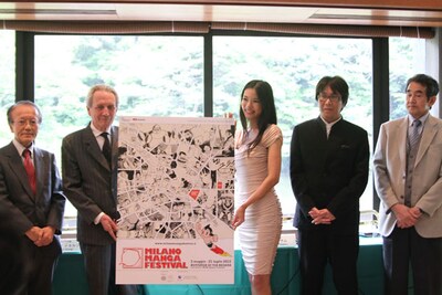 （左から）清水勲氏、ドメニコ・ジョルジ氏、松尾幸実、高橋陽一、竹内オサム氏。