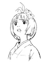 貞本義行によるキャラクターデザイン原案画をデザインしたポストカード。