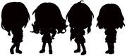 ダブルチャンスキャンペーン「生徒会 きゅんキャラ4体セット スペシャルver.」のシルエット。 (C)なもり/一迅社・七森中ごらく部