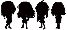 ダブルチャンスキャンペーン「生徒会 きゅんキャラ4体セット スペシャルver.」のシルエット。 (C)なもり/一迅社・七森中ごらく部