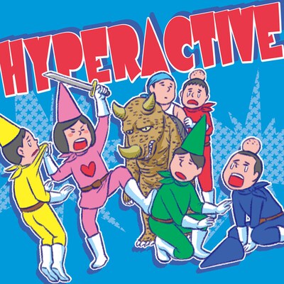 6月5日に発売されるFQTQのニューアルバム「HYPERACTIVE」。ジャケットイラストは小田扉が手がけた。