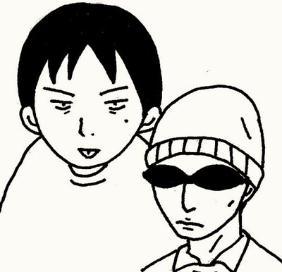 トークショーのイメージ画。左が青野春秋、右が川又宇弘。