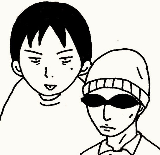 トークショーのイメージ画。左が青野春秋、右が川又宇弘。