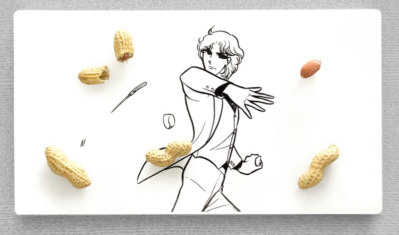 「ガラスの仮面」マンガ皿の使用例。皿のサイズはすべて縦約150mm、横約270mm、高さ約10mm。(c)美内すずえ／白泉社