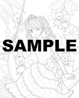 小花美穂によるぬり絵用のイラスト。