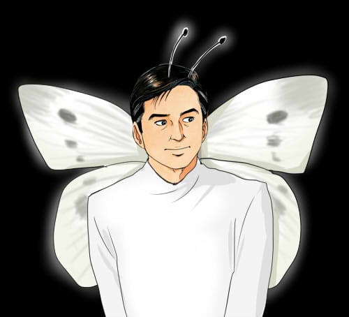 「○○長 島耕作」イラストコンテストの解答例、モンシロチョウ島耕作。