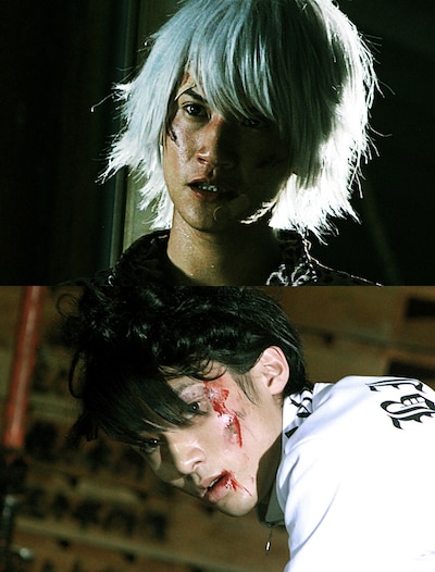 「疾風・虹丸組」実写版ビジュアル。写真上段が虹川潤役を演じる高木万平、下段が羽黒翔丸役を演じる竹内寿。