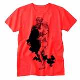 市川ラクによる新作Tシャツ「ジャンヌと神様」。（チェリーレッド）