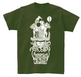 鮪オーケストラによる新作Tシャツ「FLYING JUICER」。（オリーブ）