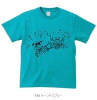 長尾謙一郎・大橋裕之 合作イラストTシャツ（ターコイズブルー）