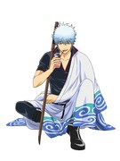 「オリジナルICカード用ジャケットシール」のため描き下ろされた、イチゴミルクシェーキを飲む銀時。(c)空知英秋／劇場版銀魂製作委員会