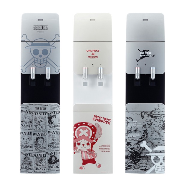 「ONE PIECE ウォーターサーバー」3種。左から「手配書モデル」「チョッパーモデル」「海図モデル」。(c)尾田栄一郎／集英社・フジテレビ・東映アニメーション