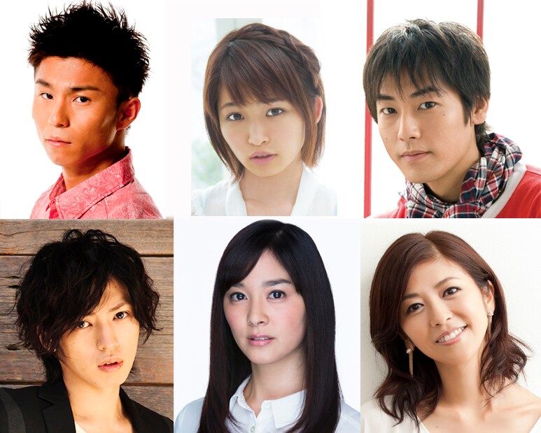 （左上から時計回りに）中尾明慶（佐藤亮介役）、岡本玲（渋谷萌役）、福士誠治（久我山草樹役）、白石美帆（星野カズミ役）、石橋杏奈（水野桜月役）、桐山漣（三条亘役）。