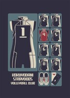 「Uniform Icon」Tシャツ（spiker slate）表面のデザイン画。