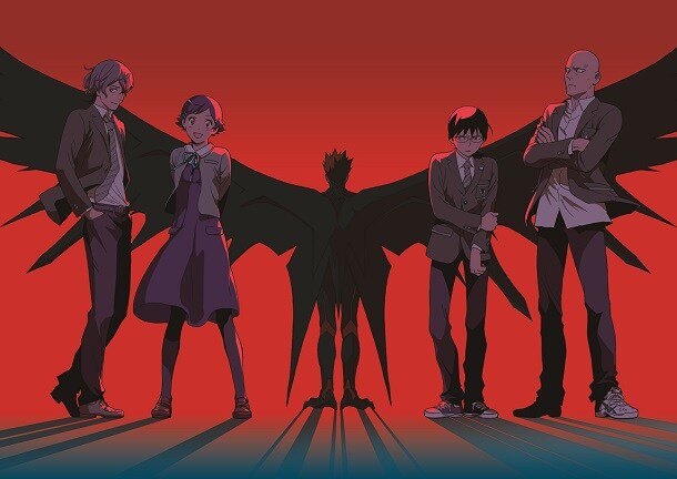 田辺イエロウによる新連載「BIRDMEN」の扉イラスト。