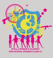 「ステラ女学院高等科C3部　Lock on T（グレー）」のデザイン。※画像はデザイン画のため、実際の商品とは異なる場合があります。(c)月眠/ステラ女学院保護者会