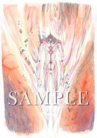 「エヴァ疑似シン化第2形態（通称光の巨人）」イメージボード兼設定決定稿。「エヴァンゲリオン展」松屋銀座(C)カラー