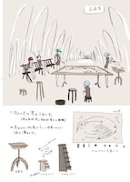 市川春子が描き下ろした作戦会議室の設定画。