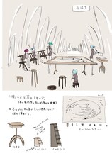 市川春子が描き下ろした作戦会議室の設定画。