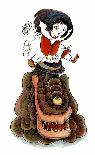 版画「少女と怪物（モンスター）」