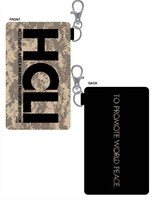 「ヨルムンガンド」のHCLI社のロゴとキャッチフレーズを入れた「ソフトモバイルポケット」。