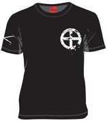 「ドリフターズ」の「島津豊久Tシャツ」黒のフロント。サイズはS～LLの4段階。3500円。