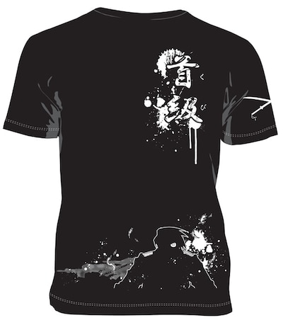 「ドリフターズ」の「島津豊久Tシャツ」黒のバック。サイズはS～LLの4段階。3500円。