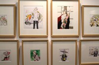 予告カットなどの展示の様子。