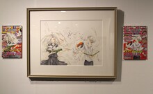 「夏目友人帳原画展～緑川ゆきの世界～」展示風景。