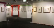 「夏目友人帳原画展～緑川ゆきの世界～」展示風景。