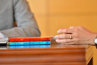 鏡リュウジと西炯子による対談の風景。