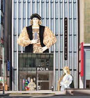 ポーラ銀座ビル「チェーザレ～破壊の創造者～」ラッピングイメージ図。