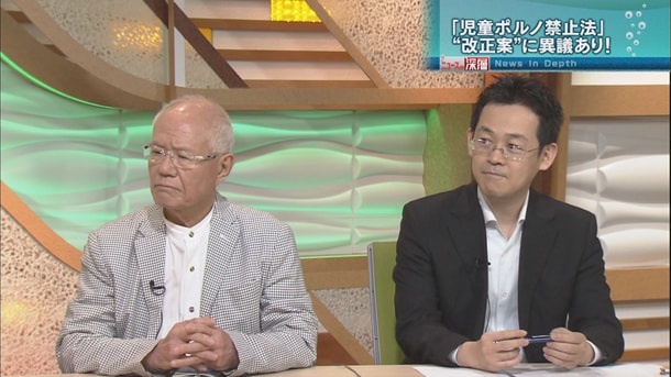 「ニュースの深層」に出演する、ちばてつや（左）と赤松健。(c)テレビ朝日
