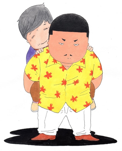 杉作の新連載「かあちゃんといっしょ」カット。