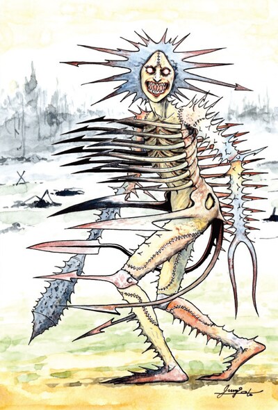 伊藤潤二によるポストカードのイラスト。