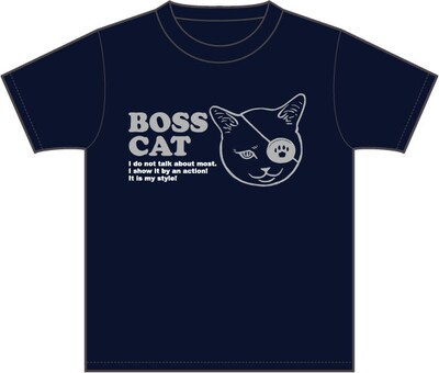 北道正幸がイラストを描いたTシャツ「BOSS CAT」フロント。
