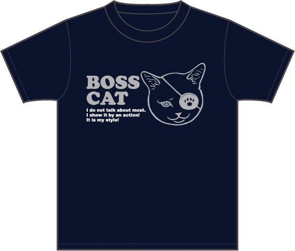 北道正幸がイラストを描いたTシャツ「BOSS CAT」フロント。