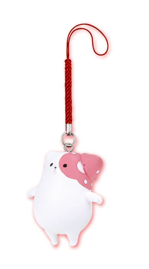 カプセルトイ「きのこいぬ根付」の1種類、「ジャンプするきのこいぬ」。(c)KIMAMA AOBOSHI／TOKUMA SHOTEN