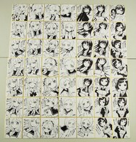 りすまいが描き下ろした49枚の色紙。絵柄はそれぞれすべて異なる。