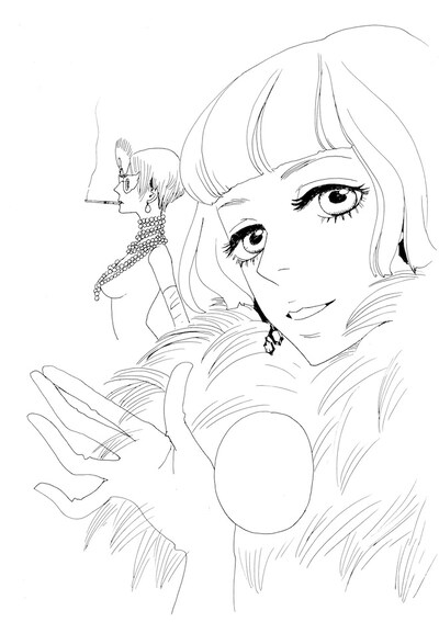 安野モヨコ「鼻下長紳士回顧録」予告カット。