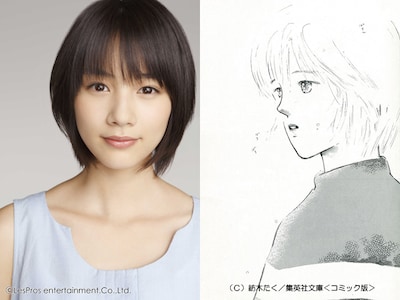 主人公・和希を演じる能年玲奈（左）と和希のイラスト（右）。