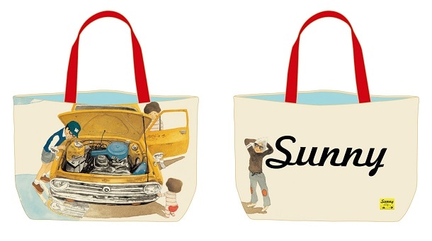 「特製サニートートバッグ」。左が表面、右が裏面。