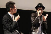 「聖闘士星矢 LEGEND of SANCTUARY」について語る、さとうけいいち（右）と浅間陽介。