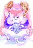 岡田有希の新連載「クソ猫シロー」扉イラスト。