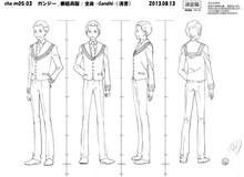 ガンジーのキャラクター設定画。(c)久正人／アース・スター エンターテイメント・ 「ノブナガン」製作委員会
