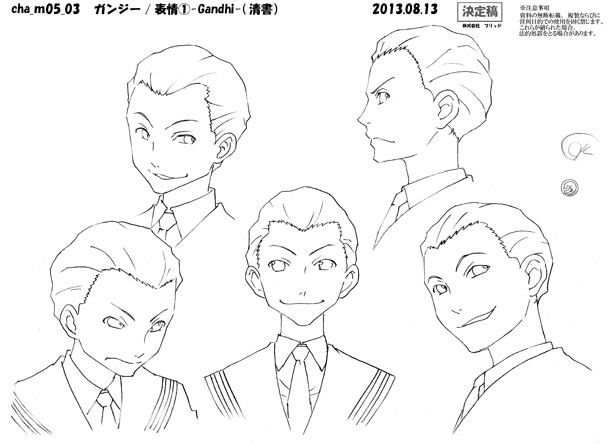 ガンジーのキャラクター設定画。(c)久正人／アース・スター エンターテイメント・ 「ノブナガン」製作委員会