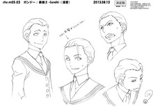 ガンジーのキャラクター設定画。(c)久正人／アース・スター エンターテイメント・ 「ノブナガン」製作委員会