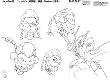 ニュートンのキャラクター設定画。(c)久正人／アース・スター エンターテイメント・ 「ノブナガン」製作委員会
