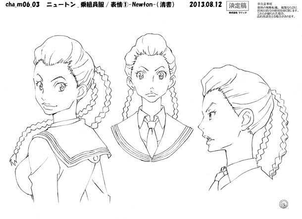 ニュートンのキャラクター設定画。(c)久正人／アース・スター エンターテイメント・ 「ノブナガン」製作委員会