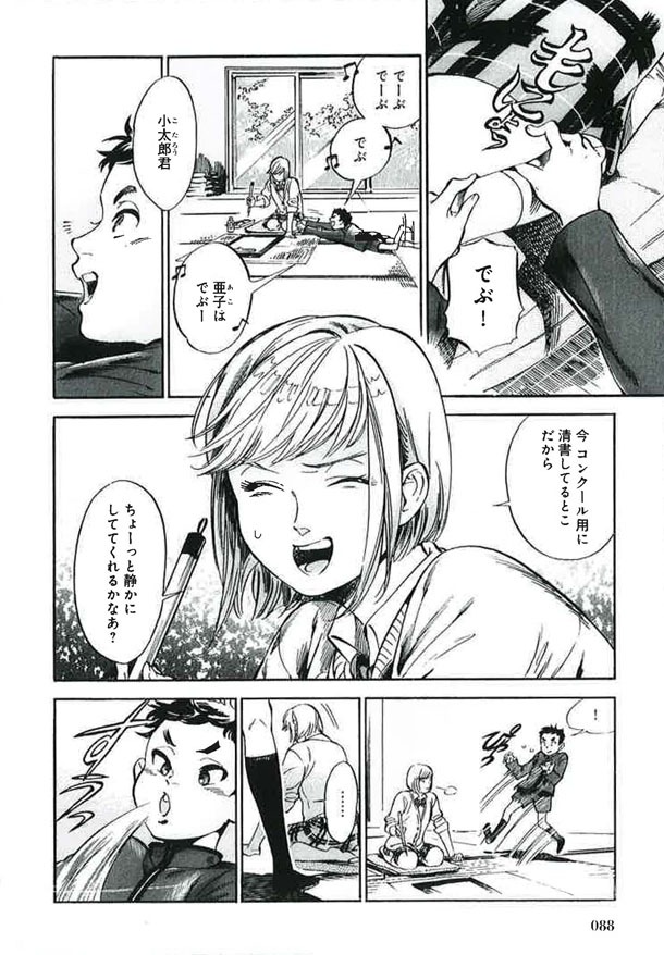 書道教室に通う小学生男子と女子高生のドラマを描いた、「ねこたこた」より。